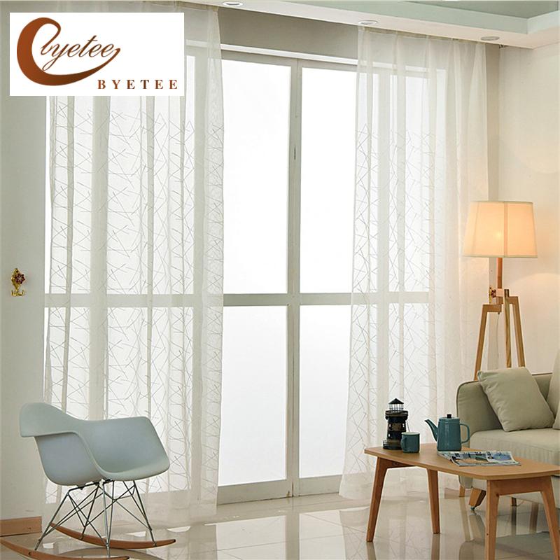 

White Tulle Curtain for Living Room Sheer Window Curtains Embroidered Sheer Curtains for Flat Window, Color
