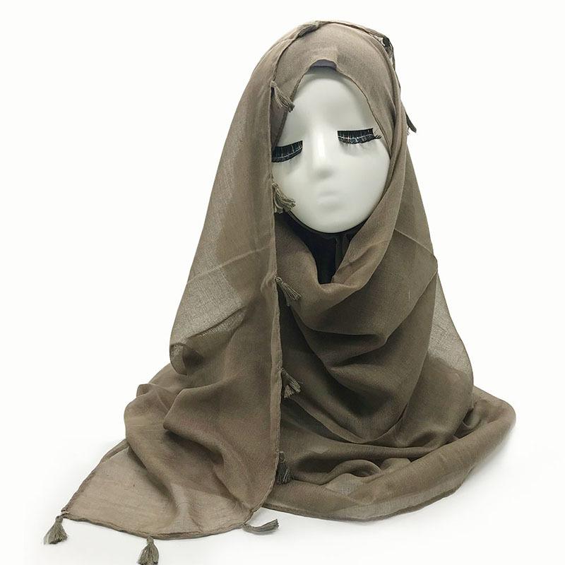 

Plain Viscose Tassels Women Scarf Muslim Headscarf Islamic Hijab Tube Hat 10pcs/lot