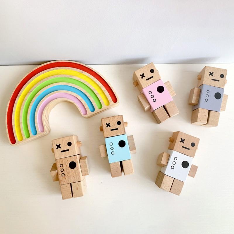 

Wooden Robot Toy Bodies Joint Adjustable Desktop Figurines Miniatures Art Craft Ornament Kids Room Decoration Fun Props
