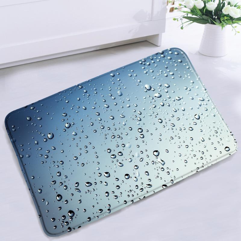

Bath Mats Raindrops Blue Bathroom Non-slip Shower Mat Modern Minimalist Pattern Home Decor Bedroom Floor Rugs Kitchen Entrance Carpet
