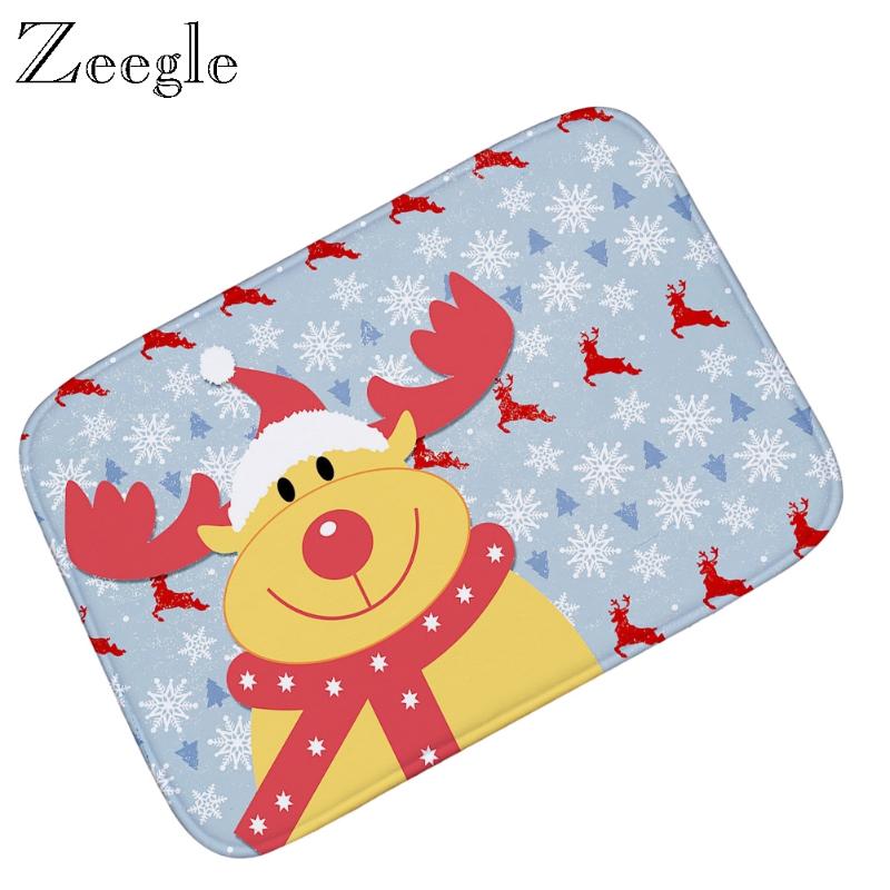 

Zeegle Christmas Floor Mat Doormat Anti Slip Foot Mat Absorbent Bathroom Doormat Flannel Soft Hallway Carpet Washable Door, Bmn