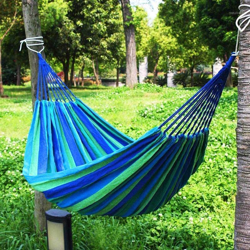 

Portable Widen Double Person Hammock Travel Hanging Hammock Swing Sleeping Bed Lazy Chair Canvas Hammocks1