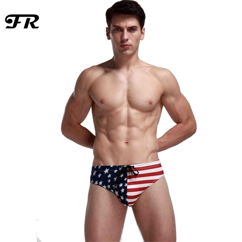 

FR Mens USA Flag Stars Low Rise Swimwear Bikini Briefs Beach Swimsuit 201112, Blue