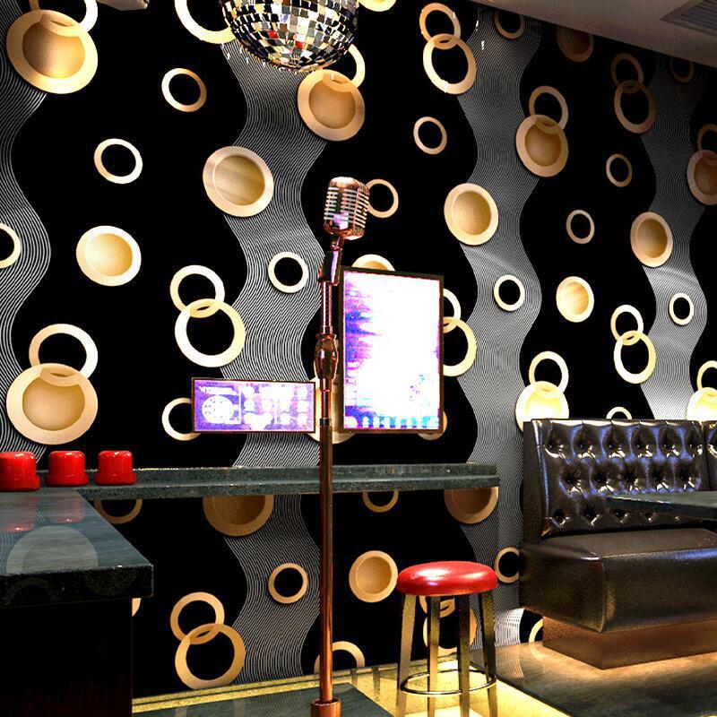 

Ktv wallpaper karaoke bars flash wall covering 3d stereoscopic reflective special bar box luminous round background wall, 0.53x10m