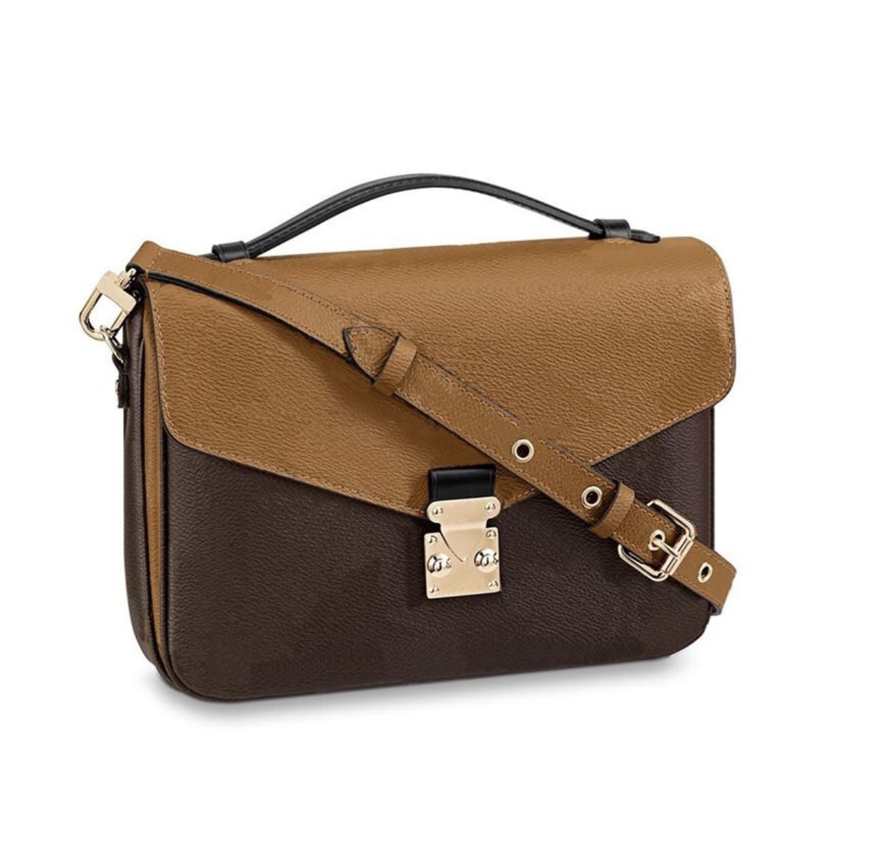 

Luxury Designer Women Genuine Leather Messenger Bag High Quality New Fashion Retro Lock Women's Bag Handbags Purses Flower Letter Hot Sale, Brown