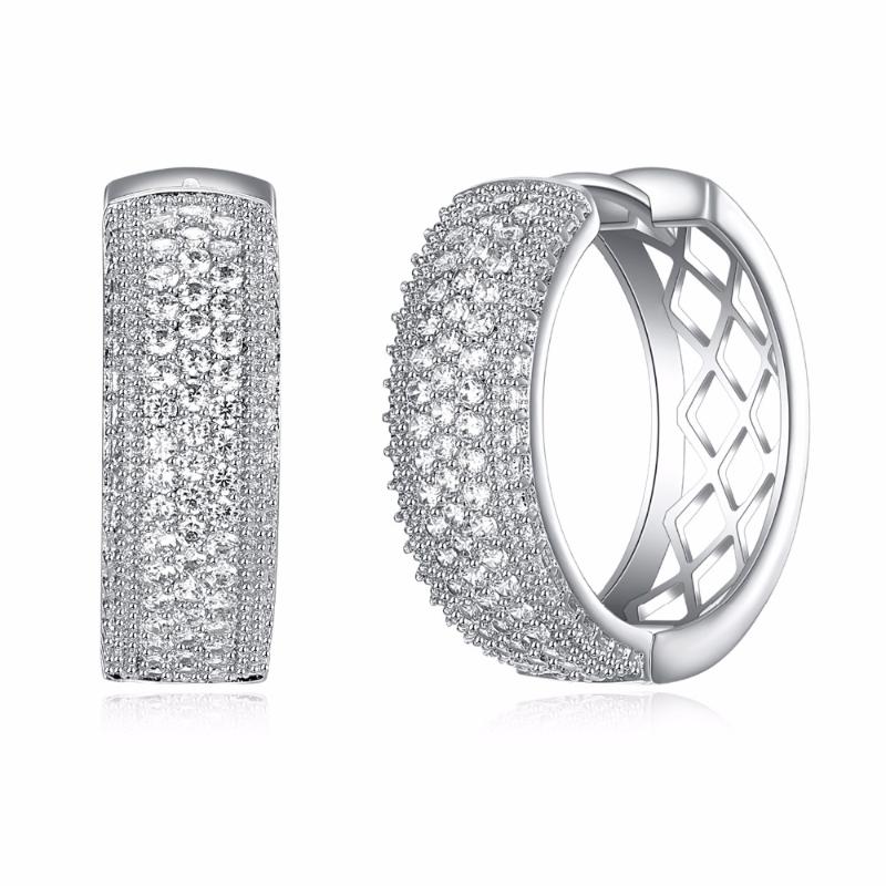 

Hot Sale!! Cute Round Hoops Pave setting Cubic zircon White-color Cheap price Fashion Huggies Hoop earrings for women