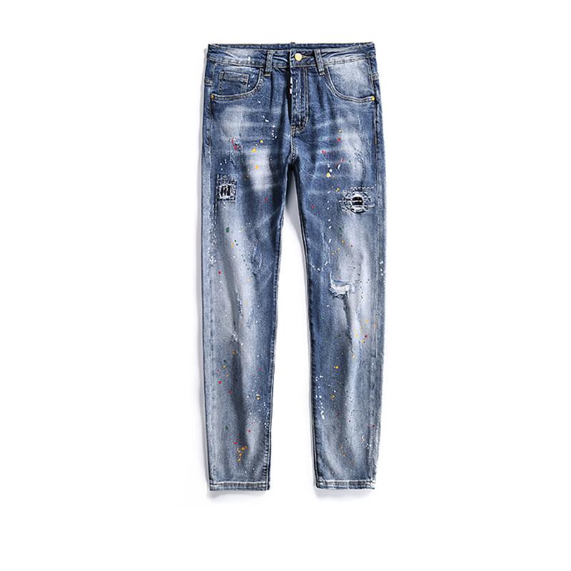 

2021 new men's luxury designer jeans blue pants with holes best fashion Italian brand high quality motorcycle Rock Revival fashion embr