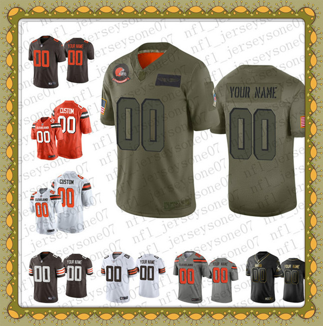 

new Custom Men youth Cleveland Browns 100th Season Black white brown orange camo blue Vapor Limited rush Football Jersey
