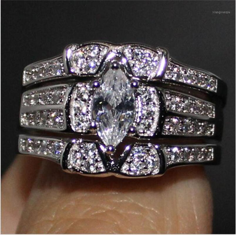 

Cluster Rings Lady's 925 Sterling Silver Cocktail Wedding For Women Luxury Marquise Cut Diamond Finger Gemstone Jewelry, Golden;silver