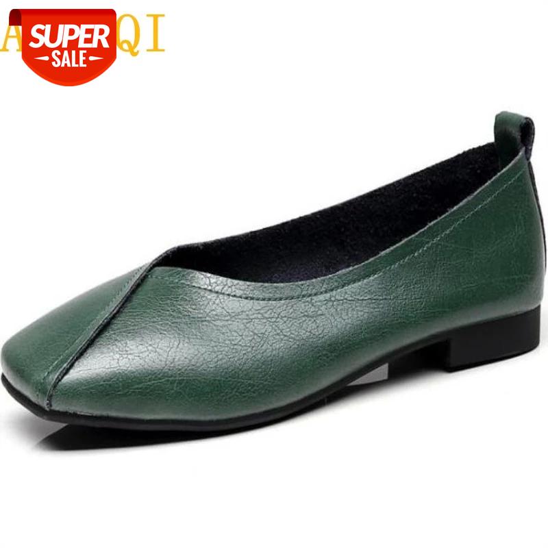 

AIYUQI flat shoes 2020 new autumn genuine leather women flat shoes onon-slip Plus Size 35-43 Women casual #4w9r, Beige
