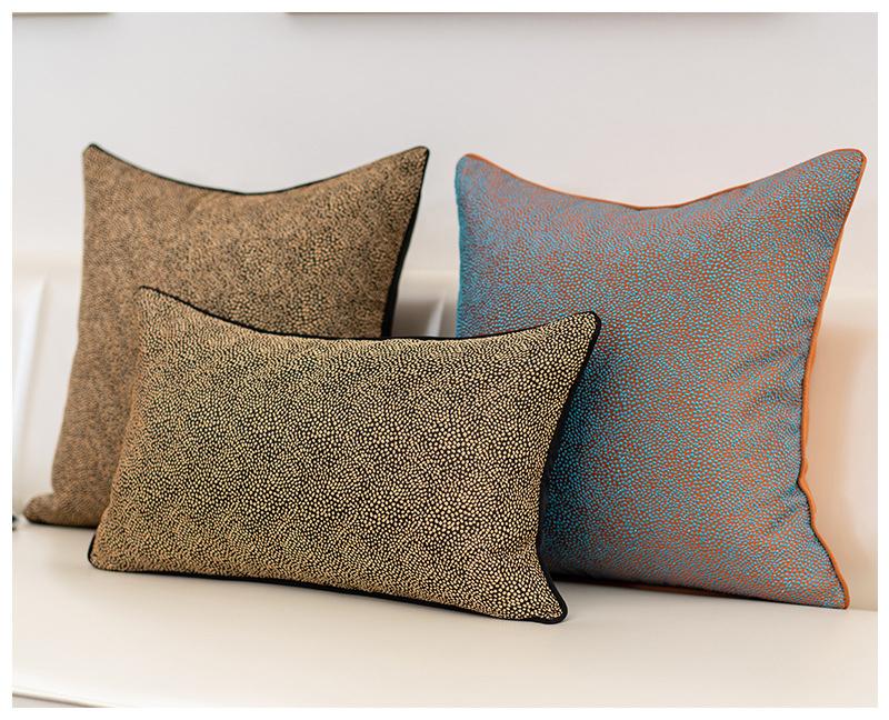 

Light luxury 3D dot jacquard contrast color sofa decor cushion cover orange black embroidery pillow cover bed chair pillowcase, 2-black