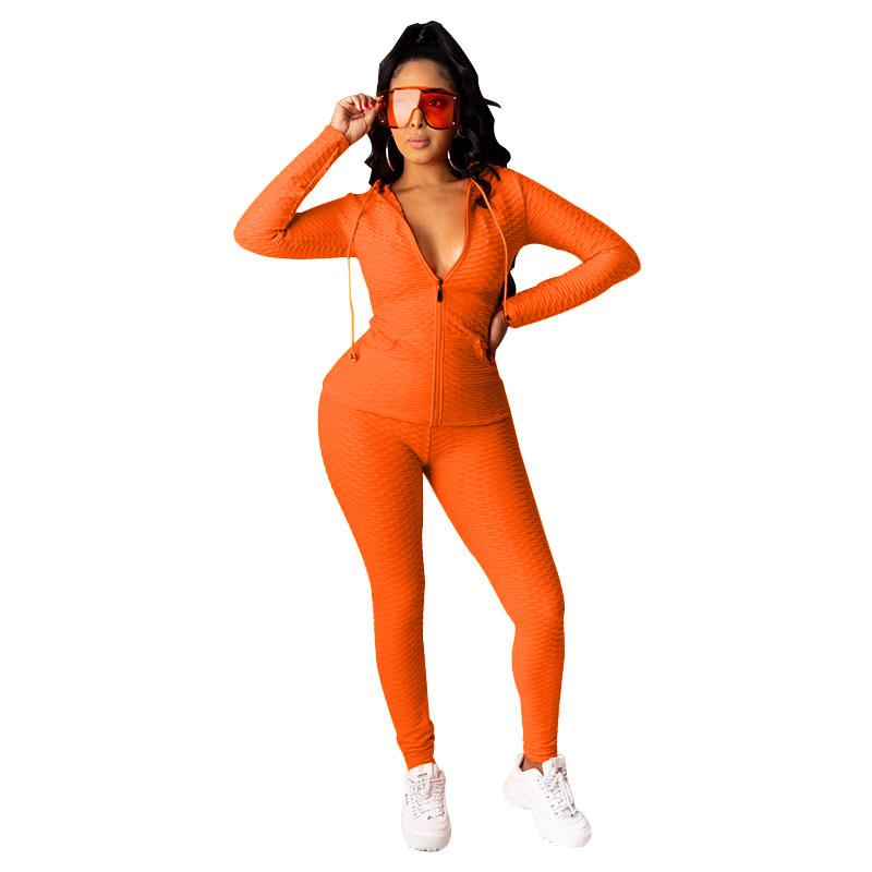 

CXUEY Hooded Zipper 2 Piece Gym Set Women Sportswear Push Up Workout Clothes for Women Fitness Clothing 2020 Active Wear Yellow, Black