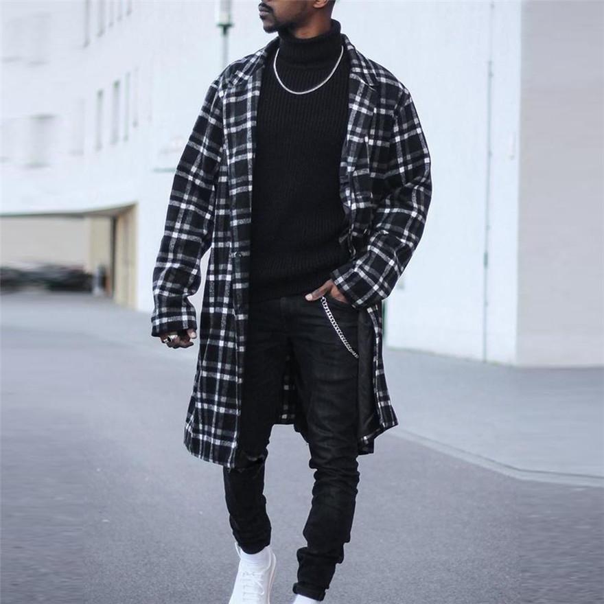 

Designer Men Coats British Style Lapel Neck Long Sleeve Loose Trench Coats Casual Solid Color Man Outerwear