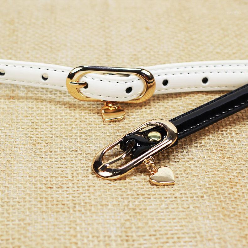 

Lovely Women's Heart Decorated Belts Women Waist Belt Female Hot Newest Design Fashion Gold Pin Buckle Solid PU Leather Strap1, White
