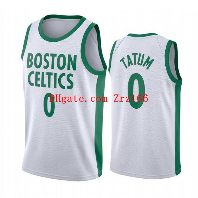 

Men basketball jerseys 0 Jason Tatum white black and green 20 21 City Jersey shorts