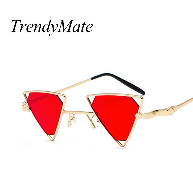 

Sunglasses Vintage Punk Styles Women Triangle Fashion Men Hollow Out Red Lens Sun Glasses UV400 Designer Brand Eyewear 5256M