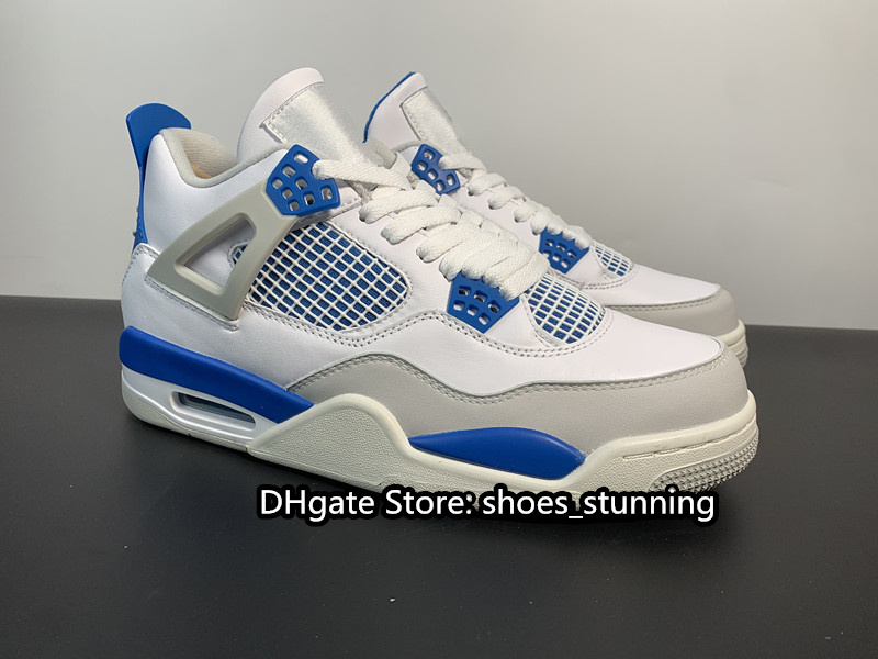 Jumpman 4s IV Chaussures de basket-ball rétro Bleu militaire LS Oreo Hommes Blanc Légende Bleu-ntal Gris Sports de plein air Baskets livrées avec