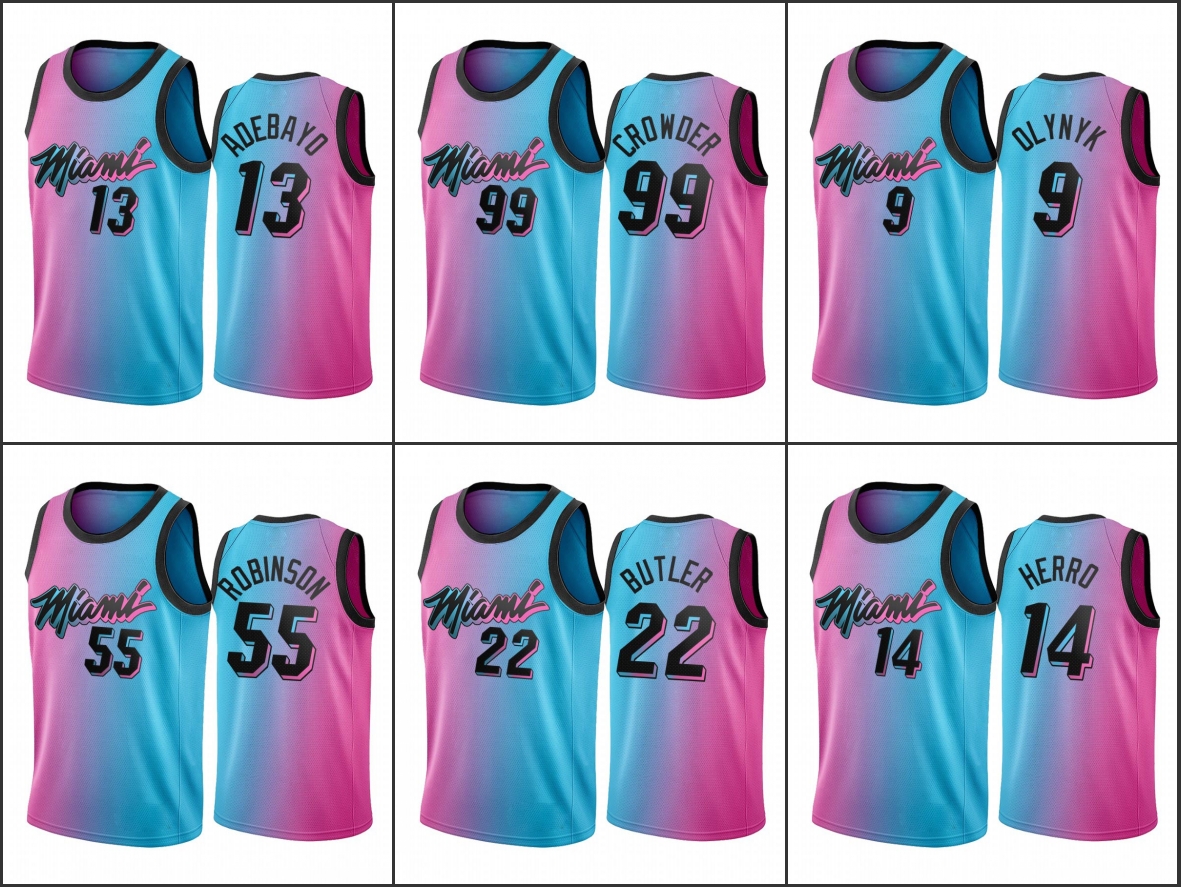 

Miami Heat Men Tyler Herro Jimmy Butler Duncan Robinson Bam Adebayo Blue Pick City Edition Vice 2020-21 Jersey, Black