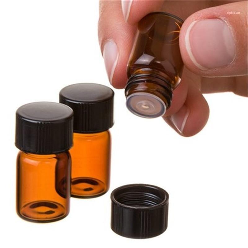 

10pcs 1/2/3 ML PVC Amber Essential Oil Bottle Thin Glass Small Brown Perfume Oil Vials Sample Test Bottle With Orifice Reducer1