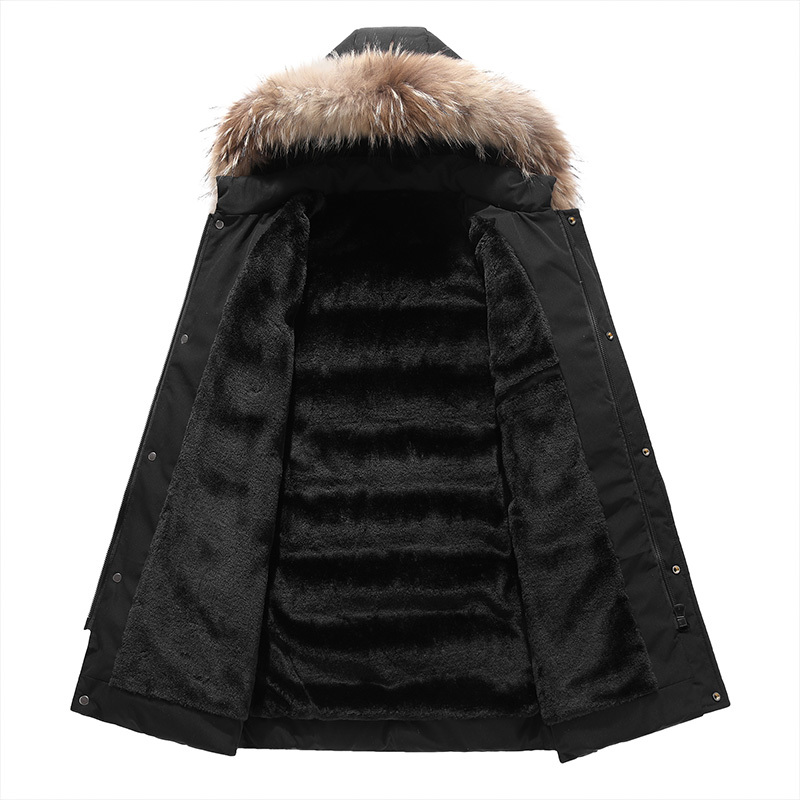 

30 degrees of cold snow winter thicken with hood parka men's jacket warm jackets plus size -5XL, Black
