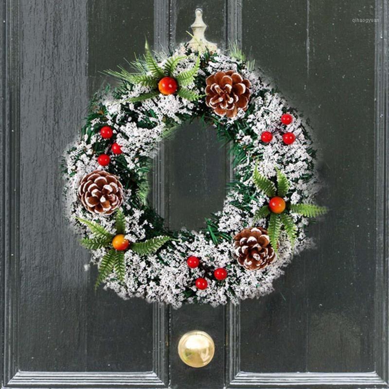 

High Quality Christmas Artificial Floral Wreath Hanging Decoration Fake Fruit Pine Home Bedroom Wall Door Garland Supply1, Olive