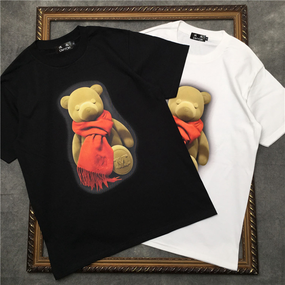 

Men's Short-sleeved T-shirt Cute Bear Wearing Bib Pattern Women Shirts|streetwear 2191001613 E3cz, White