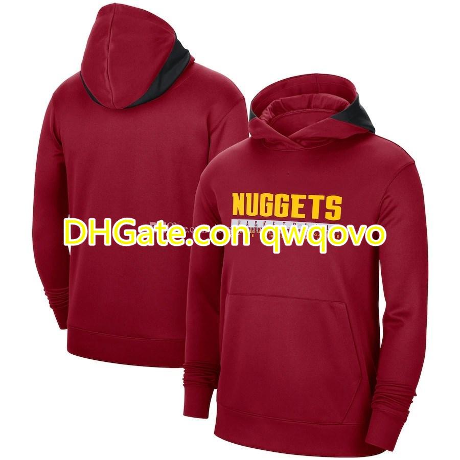 

New Style Denver Nuggets Red Spotlight On Court Practice Performance Pullover Hoodie, Black;red