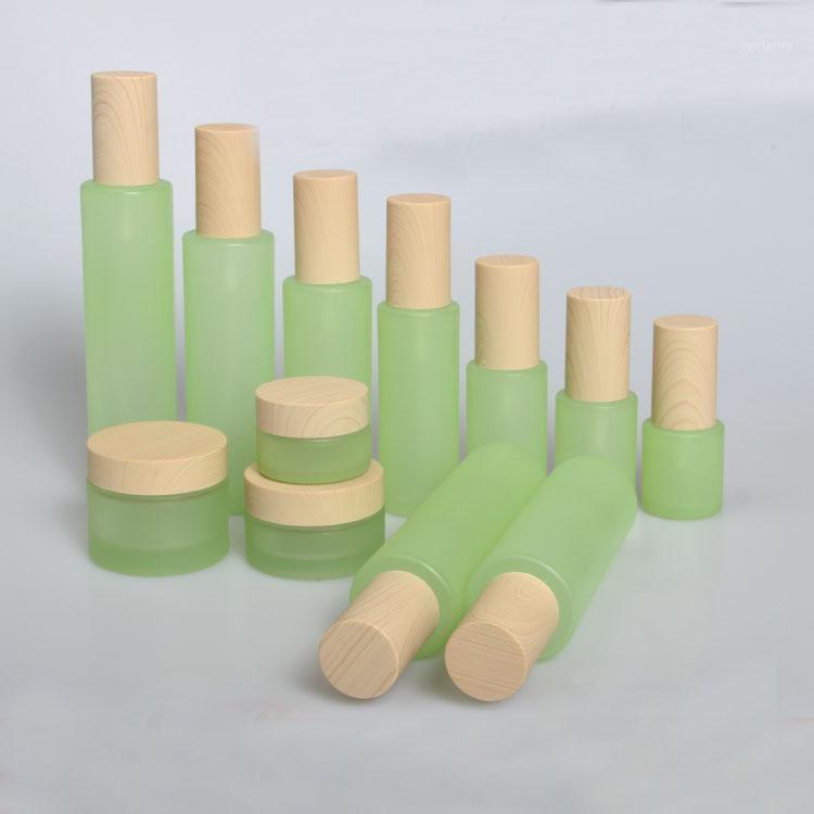 

2/8pcs 20/30/50g Green Glass DIY Cream Jar Pot Set 20/30/40/60/80/100/120ml Empty Toner Sprayer/Lotion Press Pump Bottle ABS Cap1