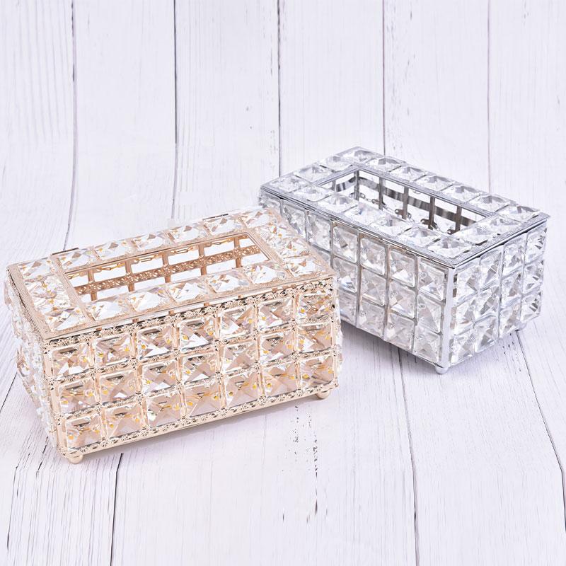 

Rhinestone Tissue Box Paper Rack Office Table Accessories Facial Case Holder