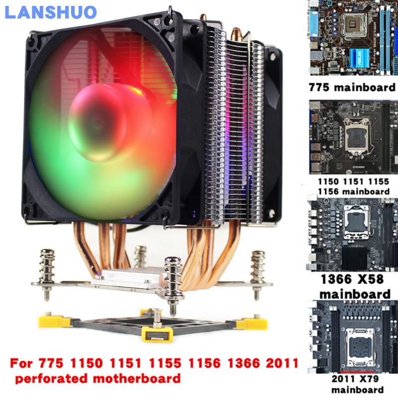 

3/4PIN RGB LED CPU Cooler 4-Heatpipe 12V 9cm 2Fan Cooling Heatsink Radiator for LGA 775 1150 1151 1155 1156 X58 1366 X79 2011