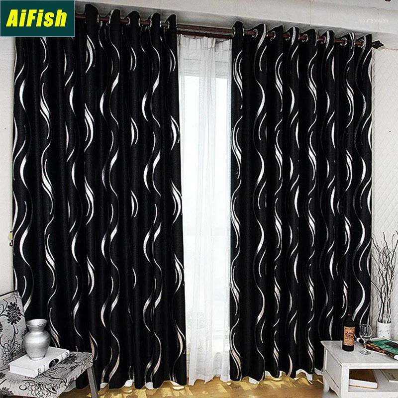 

Curtain & Drapes Simple Modern Black Cloth High Shading 60%-80% Blakcout Curtains Silver S Stripes Living Room Bedroom Cortina ZH049-51, Tulle