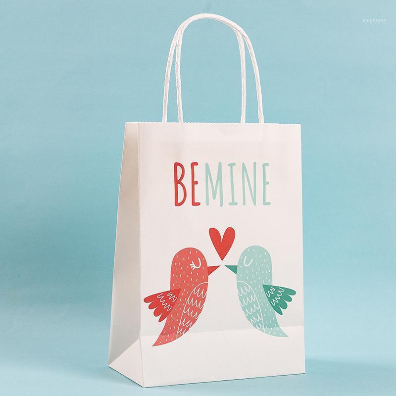 

12pcs/lot Love Bird Kraft Paper Bag Festival Gift Paper Bag boutique packaging wedding gift bags wholesale PB-005-021
