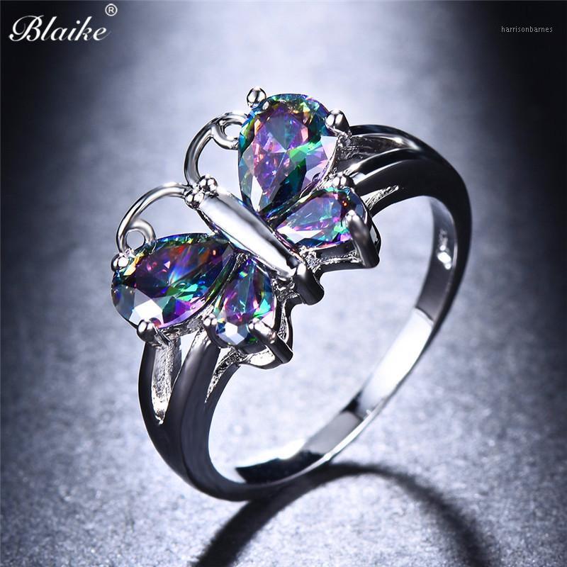 

Blaike Multicolor Butterfly Wing Zircon Rings For Women Silver Color Engagement Jewelry Birthstone Valentine Gifts1