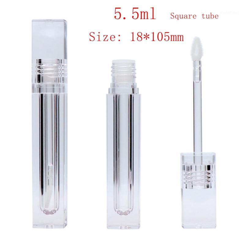 

100pcs 5.5ML Empty Lipstick Tubes Square Transparent Crystal Lip Gloss Tubes With Wand Lip Gloss Clear bottles C0151