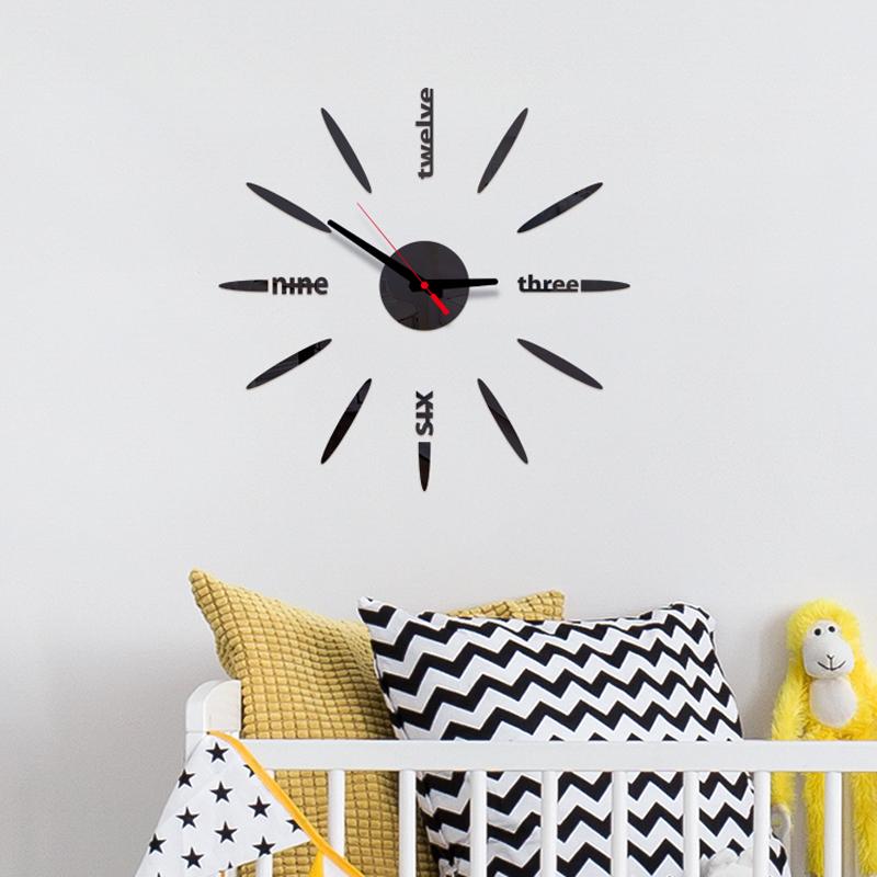 

3D DIY Wall Clock Modern Design Clock Watch Wall Horloge Acrylic Mirror Stickers Home Decoration Living Room Quartz Needle