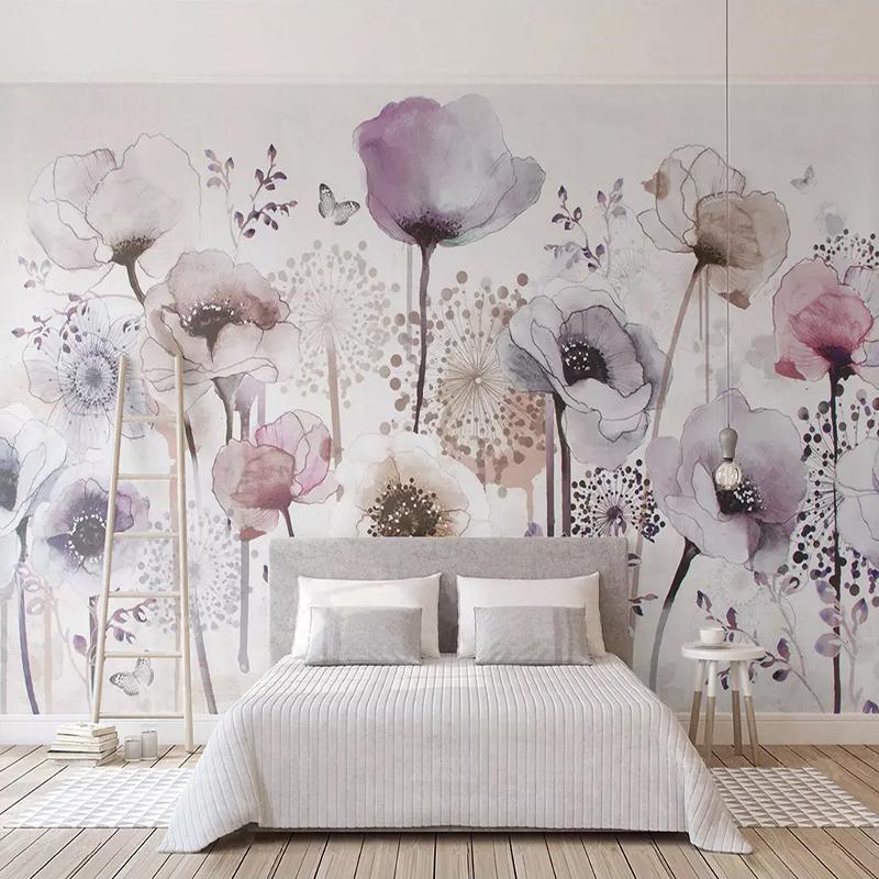 

Custom Mural Wallpaper 3D Fashion Watercolor Hand Painted Flower Floral Living Room TV Background Home Decor Wallpaper Painting, As pic