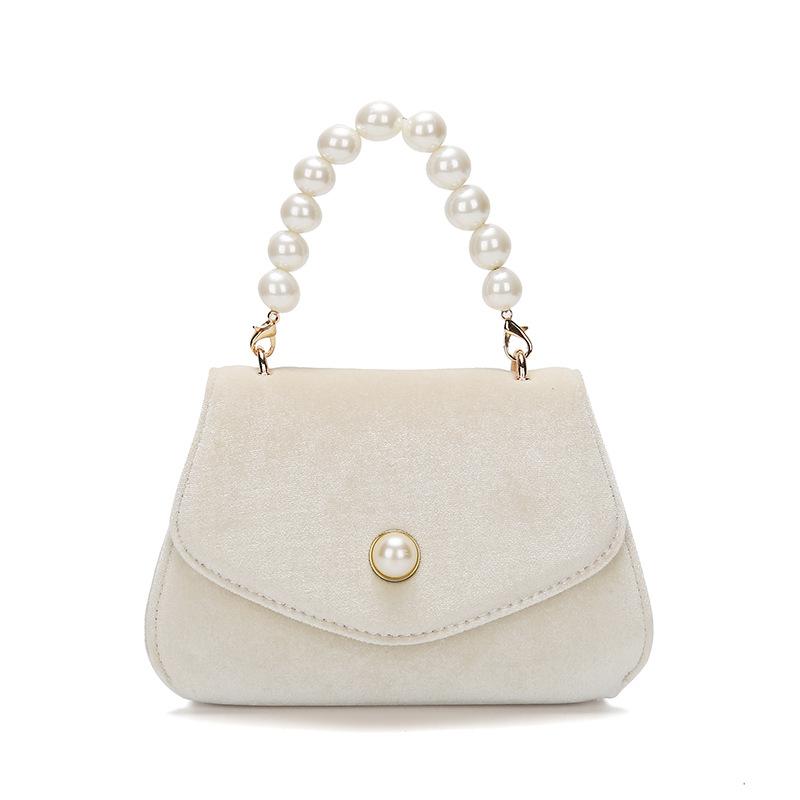 

Small bag women bag 2020 new one shoulder diagonal fashion pearl portable small square, As pic