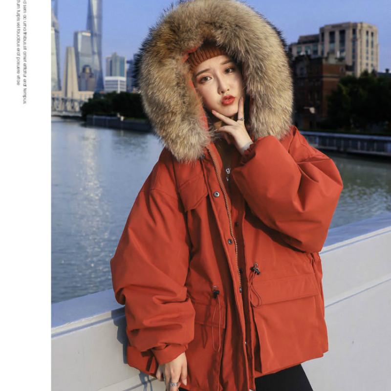 

2020 New Winter Jacket Women White Duck Down Coat Female Large Real Raccoon Fur Collar Hooded Short Down Parka Warm Jacket L050