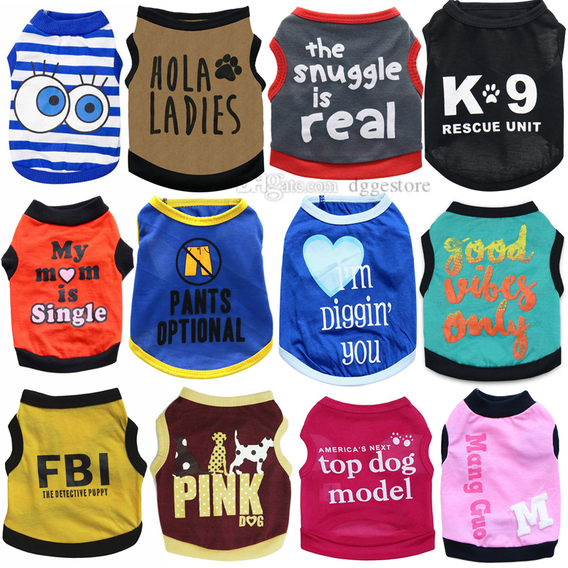 

Sublimation Printed Dog Shirts and Dogs Vest Soft Breathable Dog Apparel Pet T-Shirt Daily Pets Clothing for Small Cats Chihuahua Poodle 97 Color Wholesale A281, Remark color no.#170-#266