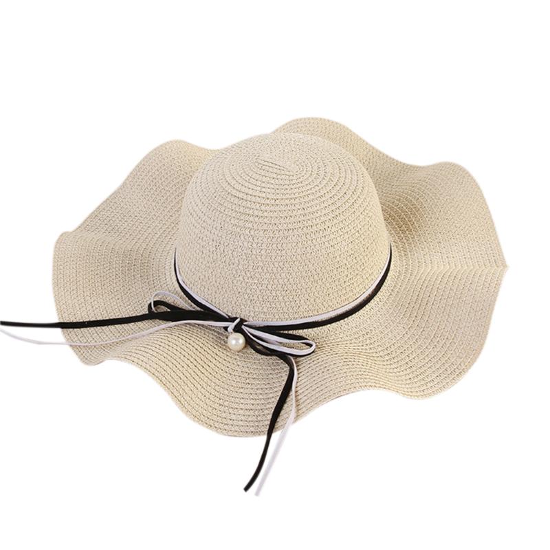 

Ladies Elegant Sun Protection Beach Panama Straw Cap Outdoor Anti UV Solid Summer Adults Women Hats Wide Brim Foldable, Khaki
