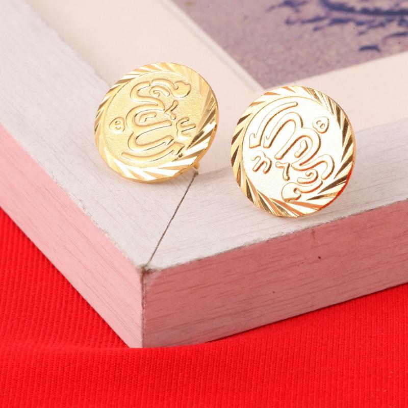 

2 Pairs Gold Earrings Islamic Women Girl Jewelry Gold Color Muhammad Prophet Middle Eastern Flag Great Arabic Earrings