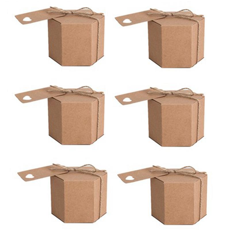 

100 Pcs Hexagonal Carton Kraft Paper Candy Box Packaging Candy Box Small Gift Box,Wedding Gift