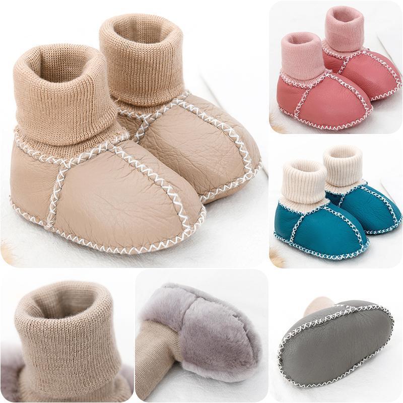 

Genuine Leather Baby Shoes Boots Infants Warm Winter Shoes Fur Wool Girls Baby Booties Sheepskin Boy Sock Newborn1, 02