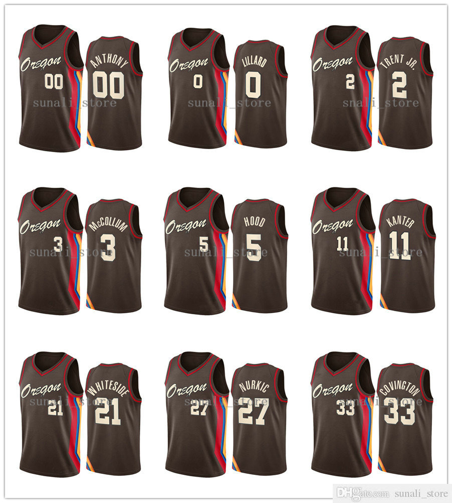 

2020-21 City Damian Lillard CJ McCollum Hassan Whiteside Jusuf Nurkic Carmelo Anthony Gary Trent Derrick Jones Jr. Robert Covington Jerseys, Customize (tell me name and number)