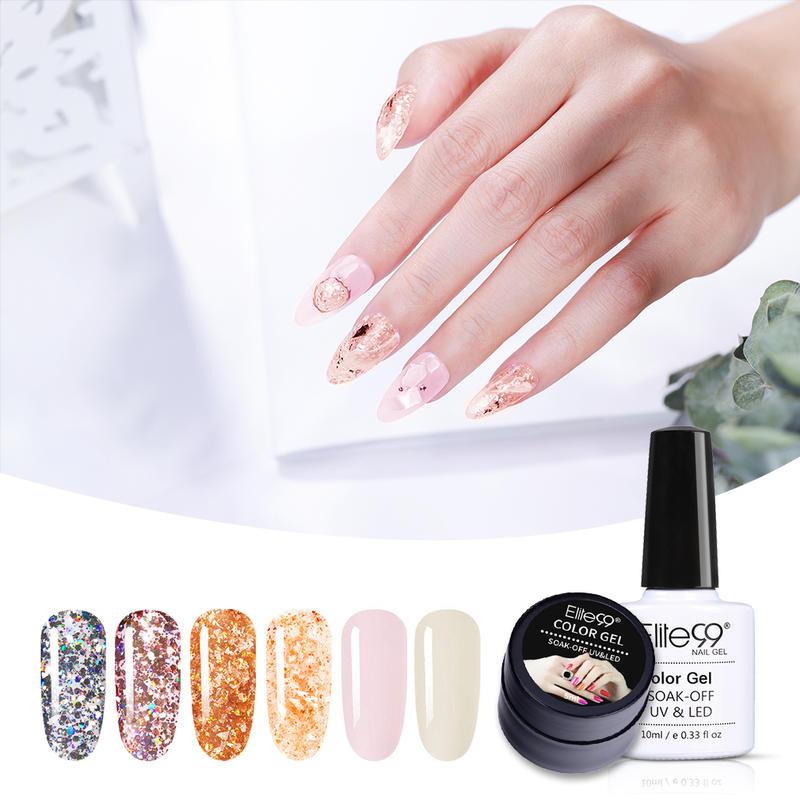 

Elite99 6 pieces/lot Nail Polish Set For Manicure 10ml Glitter Color UV Gel Polish Long Lasting Gel Lacquer Nail Art Varnish, Zh004