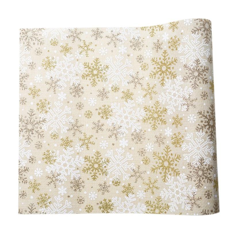 

Christmas Table Runner Table Accessories Polyester Flag Tablecloths Party Decoration Snowflake Printed Tablecloths, Beige