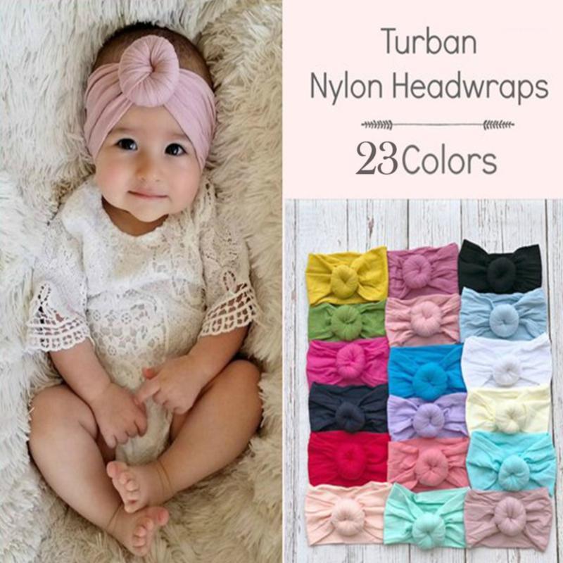 

M MISM 2020 Fashion New Arrivals Girls Round Knot Nylon Headbands Elastic Wide Hair Bands Kids Turban Round Hair Accessories1, 009e