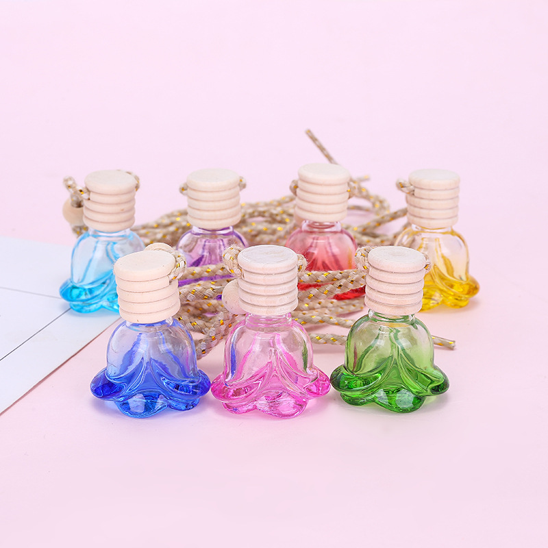

Car Perfume Rose Bottle Air Freshener Diffuser Hanging Empty Glass Refillable Bottle for Auto Pendant WB3243