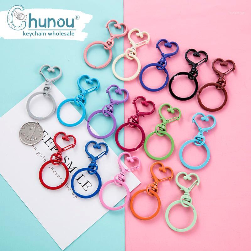 

5PCS/Lot Colorful Heart Keychains Lobster Clasps Hooks Key Chain Key Rings For DIY Jewelry Making Pom Pom Keychain Findings1