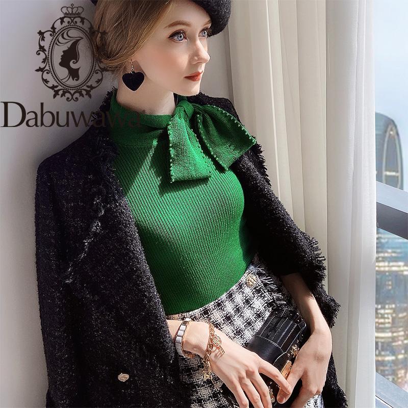 

Dabuwawa Leisure Bow Collar Basic Sweater Women Slim Cosy Long Sleeve Pullover Style Women' Sweater Autumn Winter DT1DKT020, Green